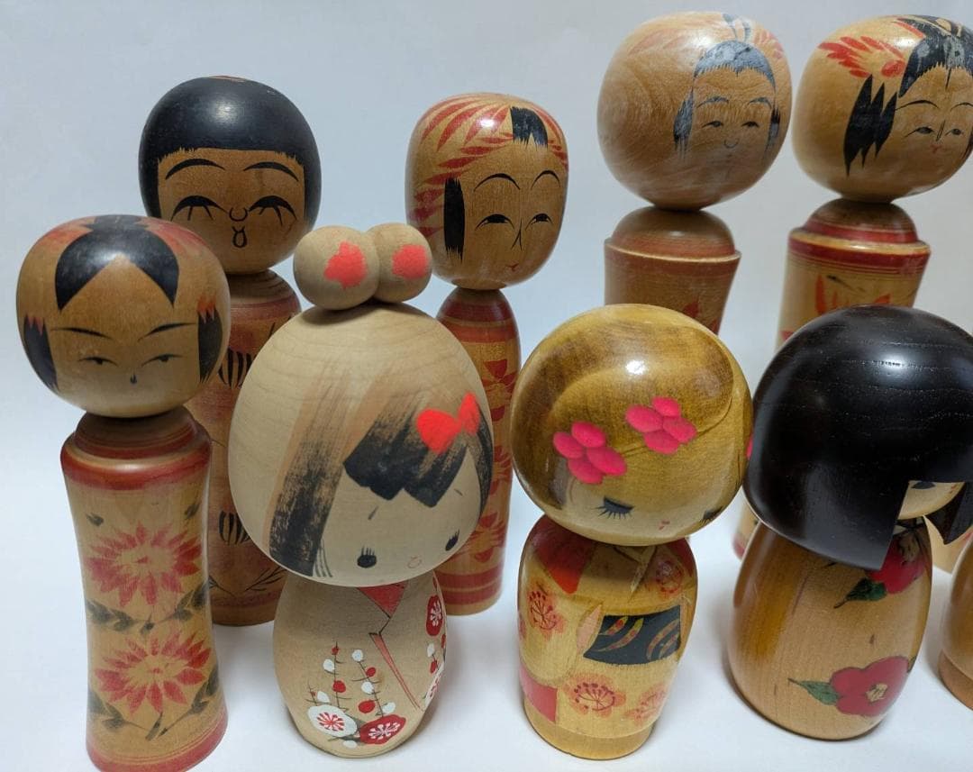 【14体セット】 木製 こけし 現代こけし 創作こけし 一部箱付き 伝統工芸品