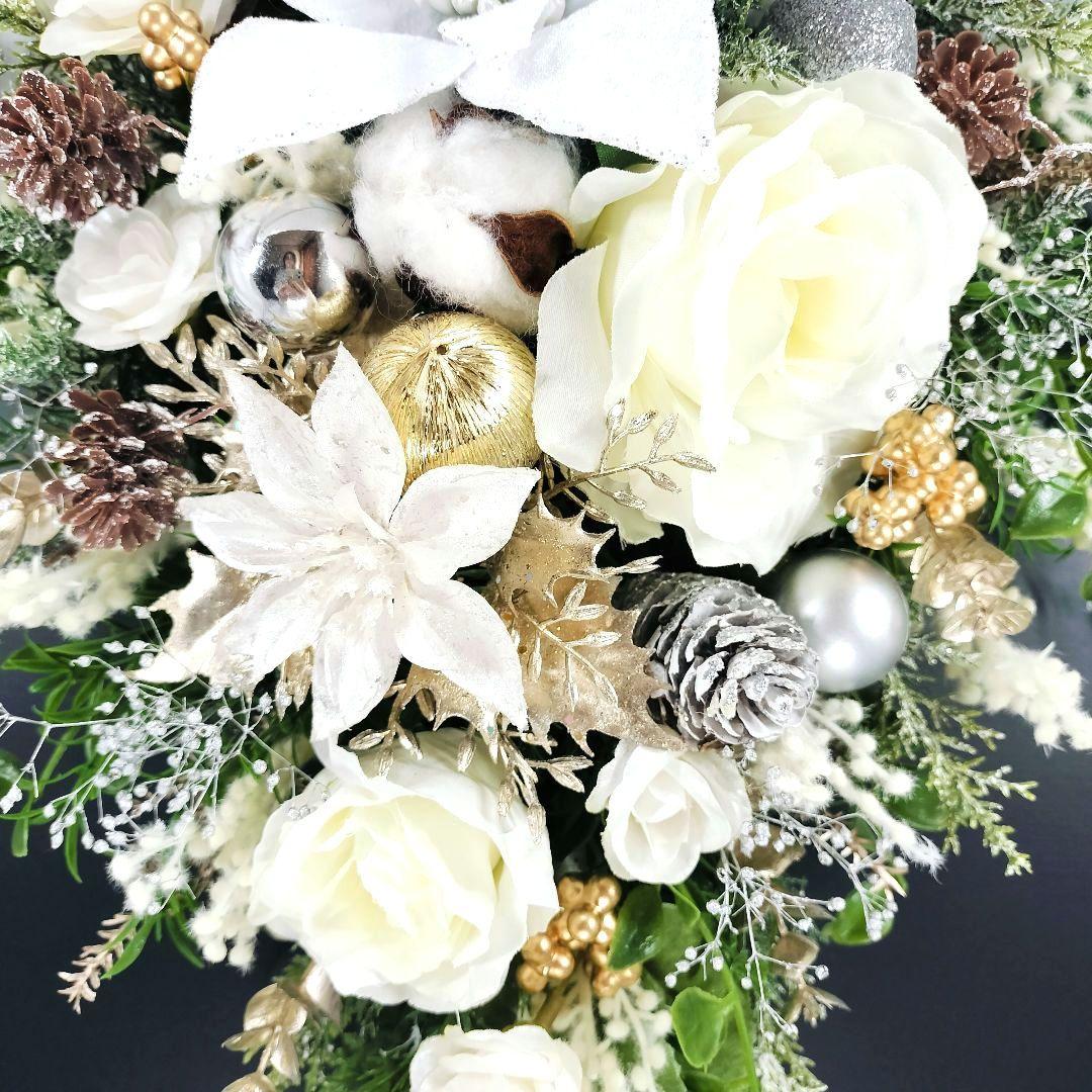 商品名【六花】ゆきこ❤️ポインセチアとローズのクリスマスリース