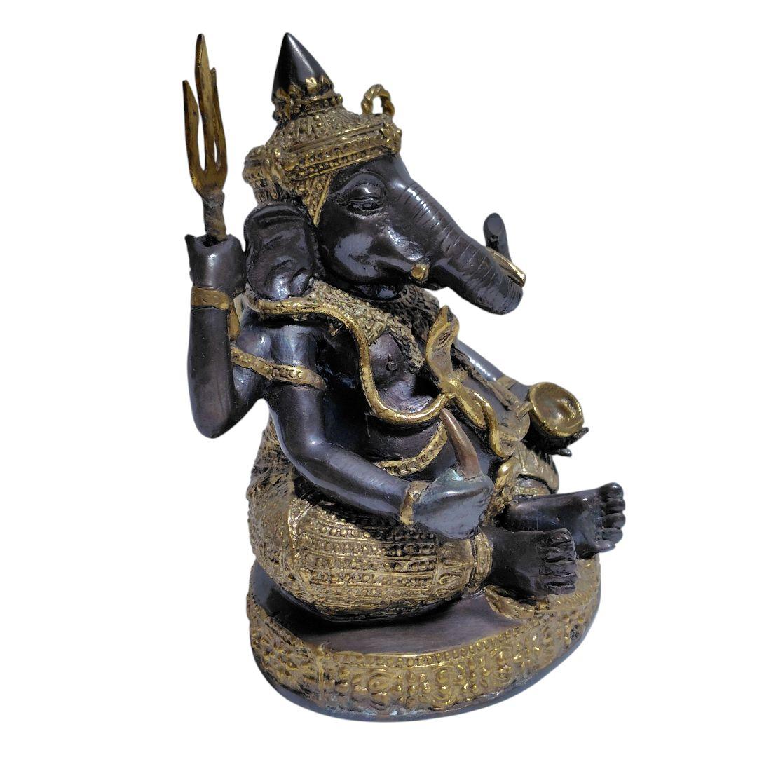 インド神 ガネーシャ 像 合金 ゴールド ブラック