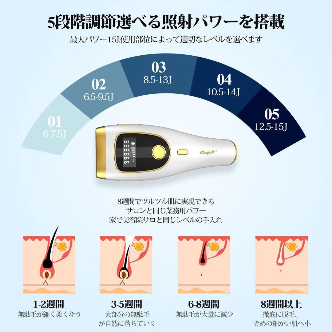 新品 CkeyiN 脱毛器 5℃冷却機能 99万回フラッシュ 自宅サロン 脱毛