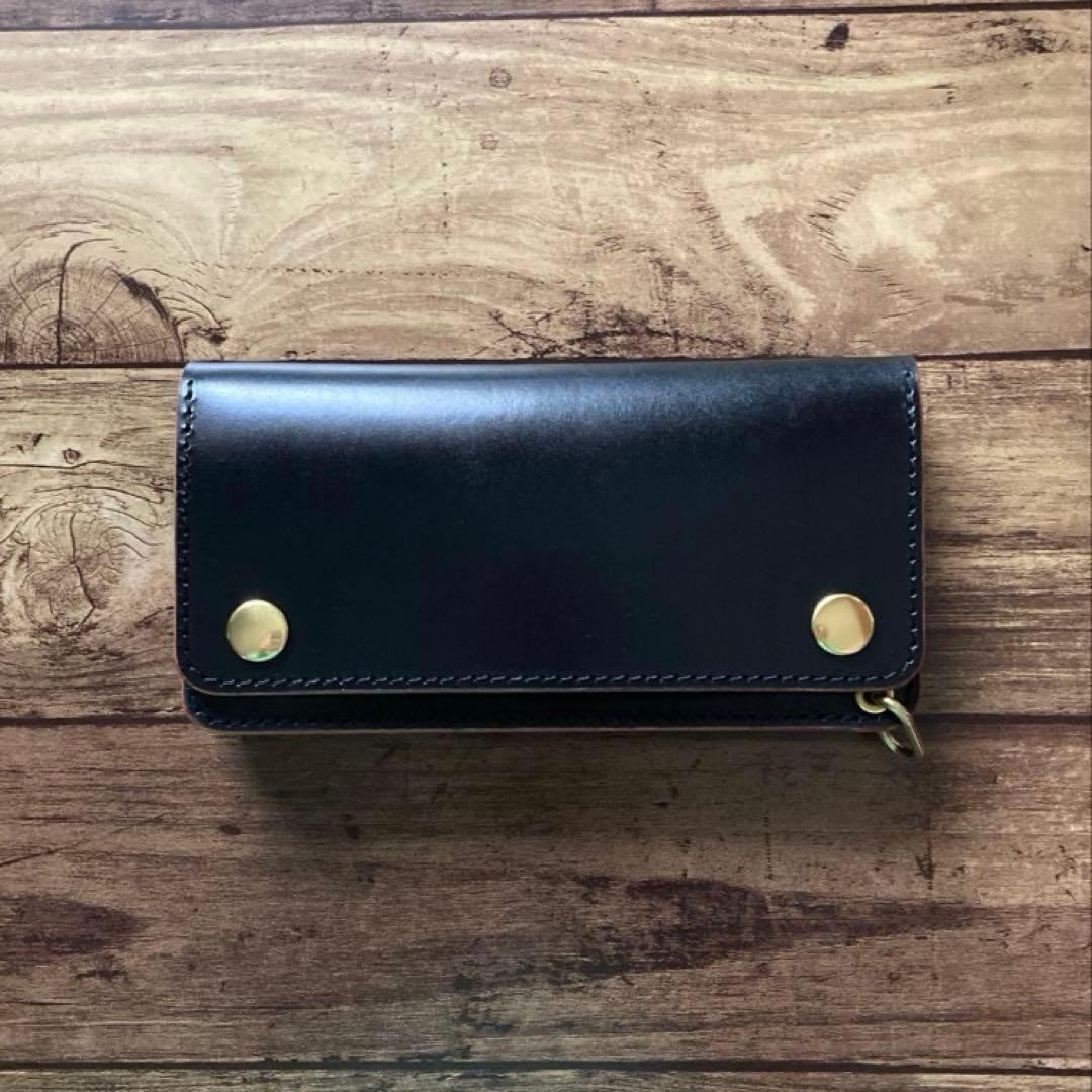 トラッカーウォレット 180（ロング）北米ステアハイド茶芯ブラック【受注生産】