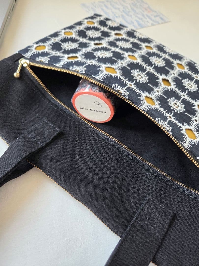 アネモネ　ネイビー■ミナペルホネン　PC bag パソコンケース