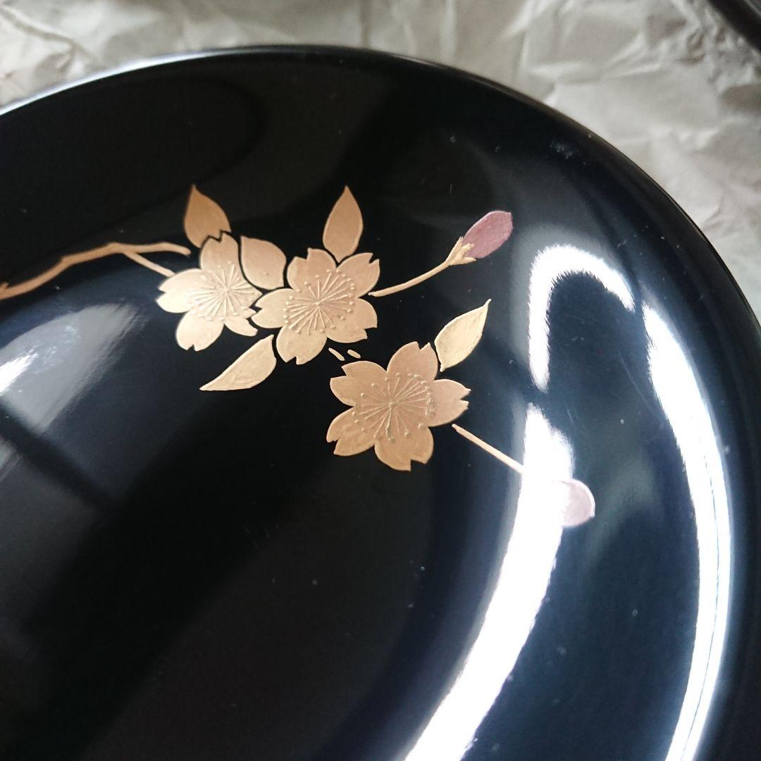 桜づくし 漆器 銘々皿 小皿 蒔絵 黒/輪島塗 越前漆器 茶道具 骨董 椀 印判