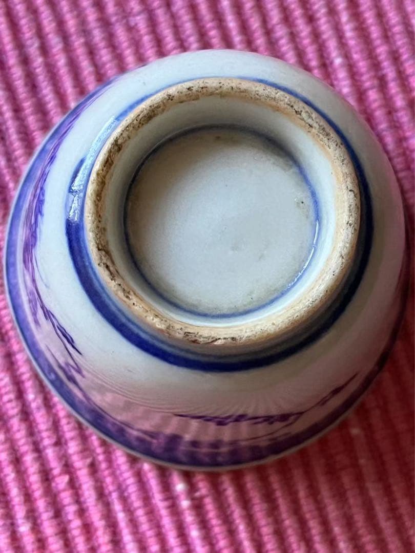 骨董 大清時代製 景徳鎮 手描き 超酒杯 青花 中国美術