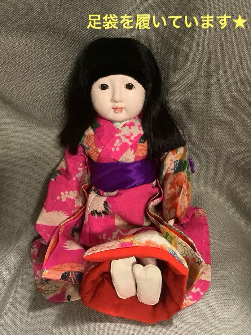お顔に目立つひび割れあり！市松人形 藤村明光 約40cm