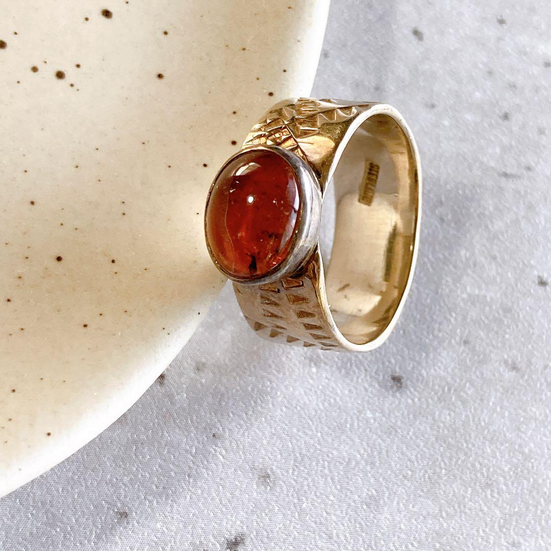 ピンクトルマリンとシルバーの幅広リング