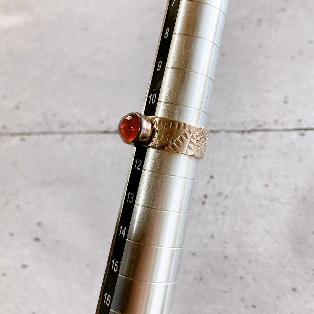 ピンクトルマリンとシルバーの幅広リング