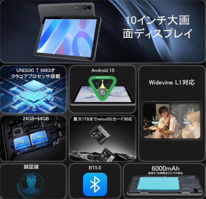 COLORROOM C3D アンドロイドタブレット 10インチ ケースフィルム付