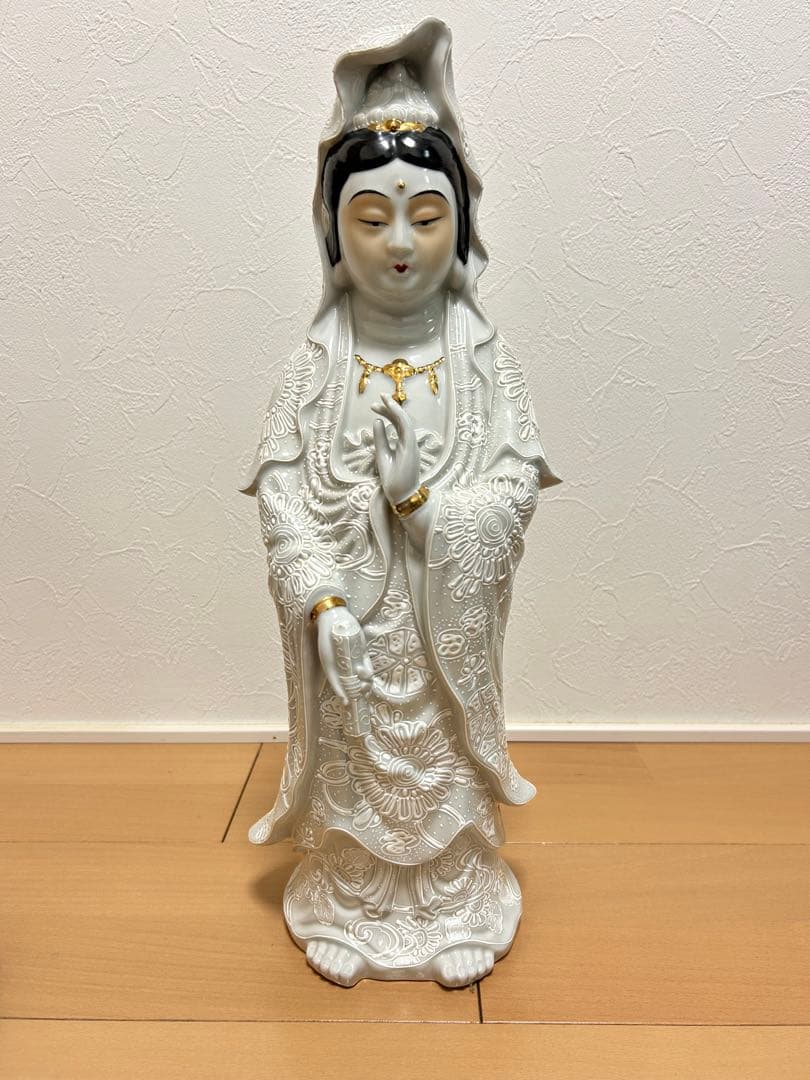 【週末最終】「白磁観音」「九谷」「菊仙」約45cm