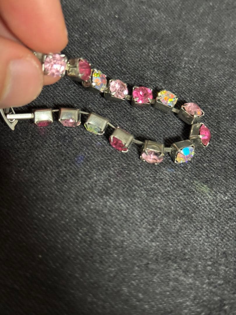 Vintage ピンク　CZ ジルコニア　テニスチェーン　ブレスレット