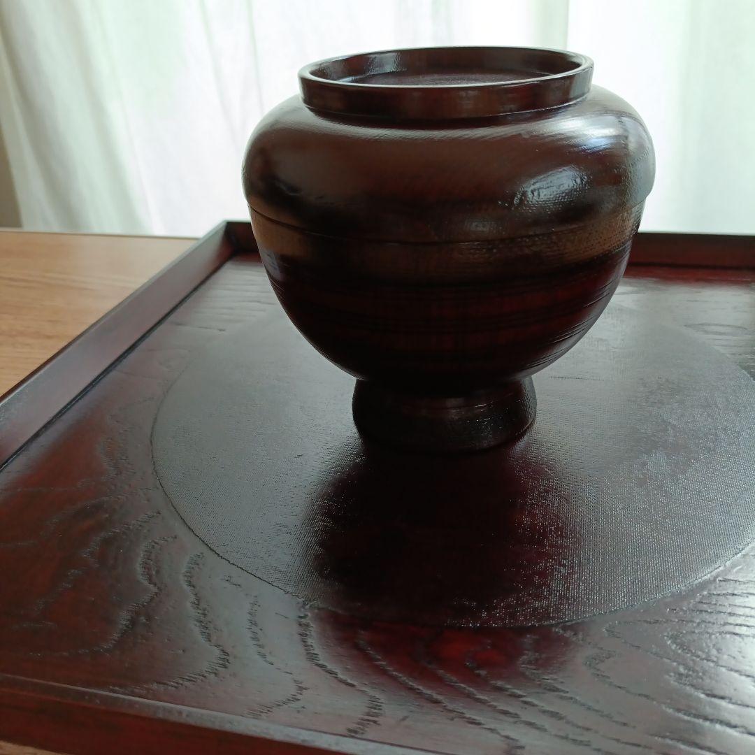 鈴木誠一郎 紅布着一汁三菜腕　(5個組) お盆2組セット