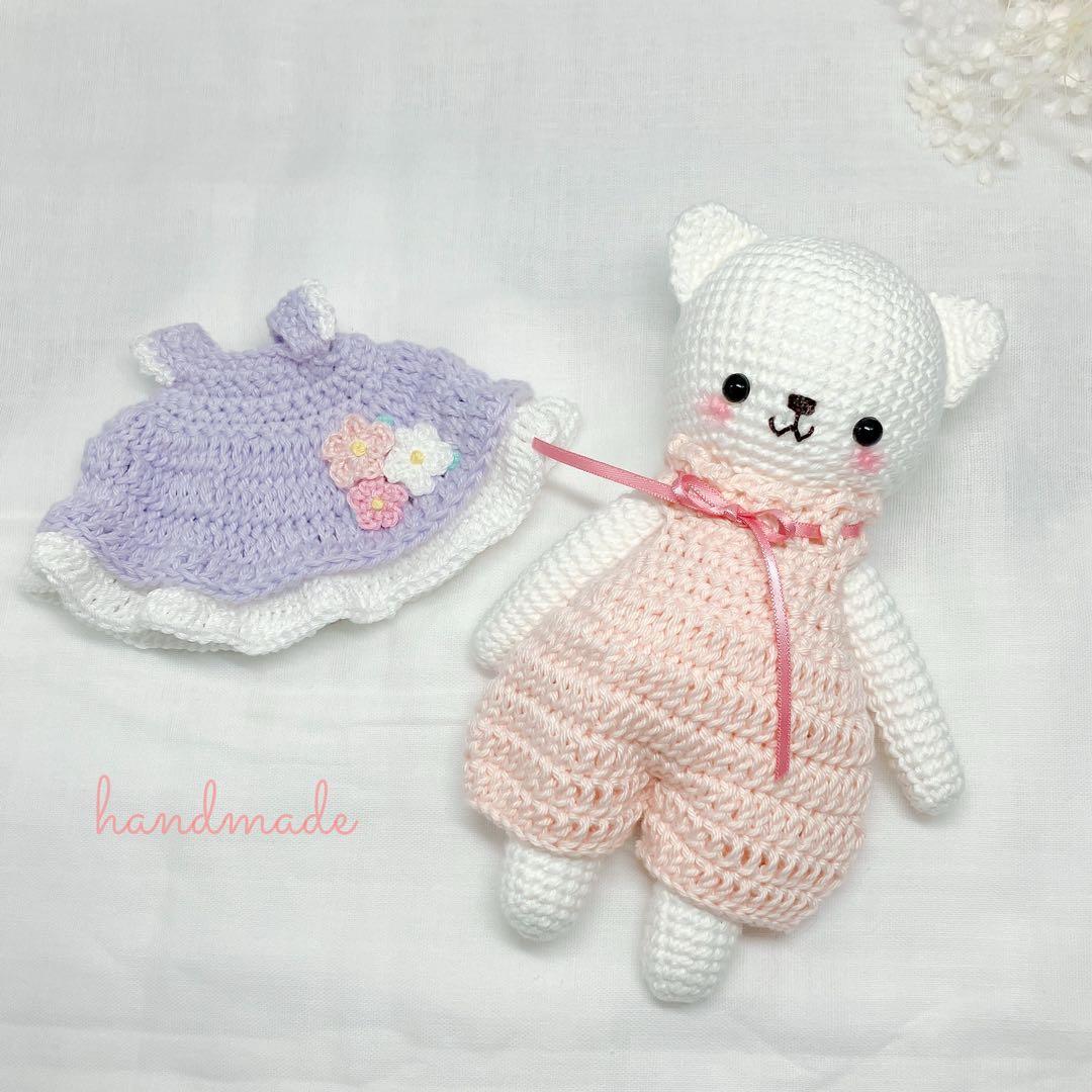 ハンドメイド　猫ちゃん•くまさん•うさぎさんのあみぐるみ